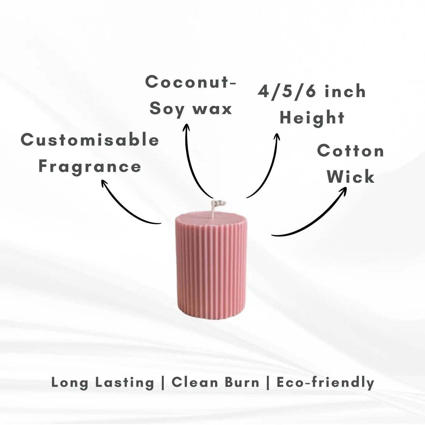 Pink Ribbed Scented Pillar Candle - igniquecandles