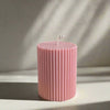 Pink Ribbed Scented Pillar Candle
