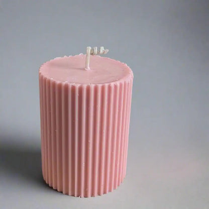 Pink Ribbed Scented Pillar Candle - igniquecandles