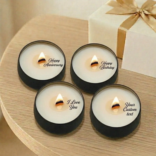 Secret message black tin scented jar candle with rich oud fragrance, handcrafted using premium coconut soy wax