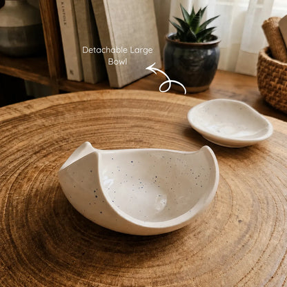 Premium minimal white ceramic aroma diffuser with a detachable top tray, designed for burning wax melts and essential oils