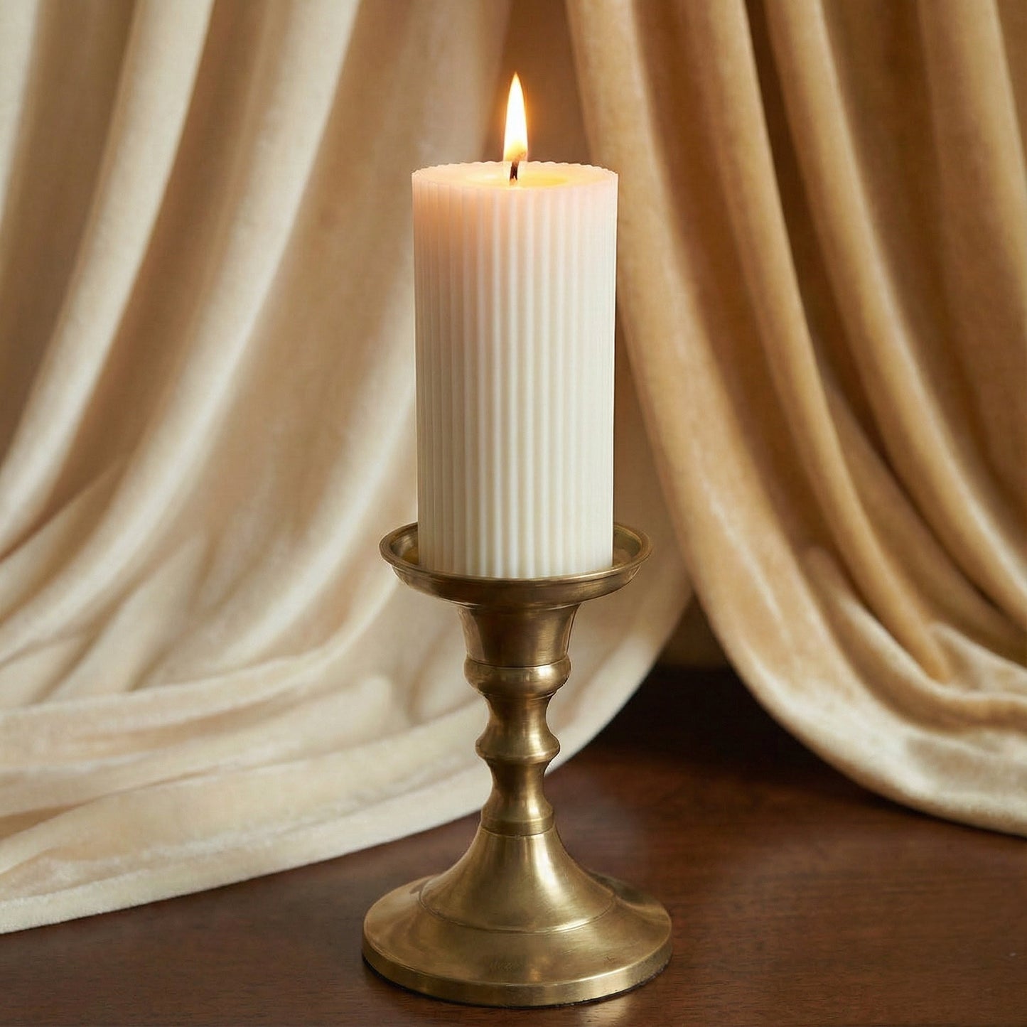 White Ribbed Scented Pillar Candle - igniquecandles