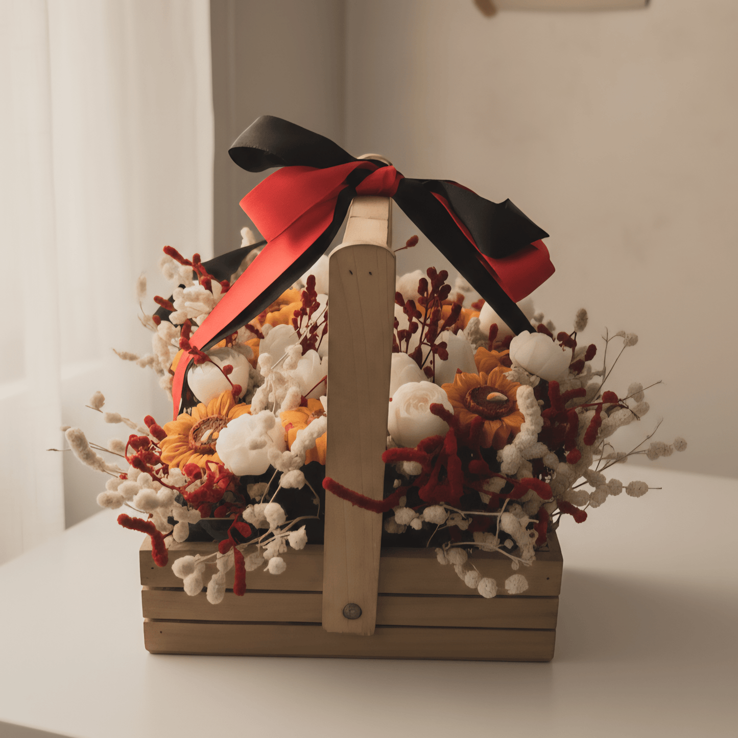 Wooden Basket Multi - Floral Scented Bouquet Candle - igniquecandles