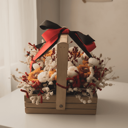 Wooden Basket Multi - Floral Scented Bouquet Candle - igniquecandles