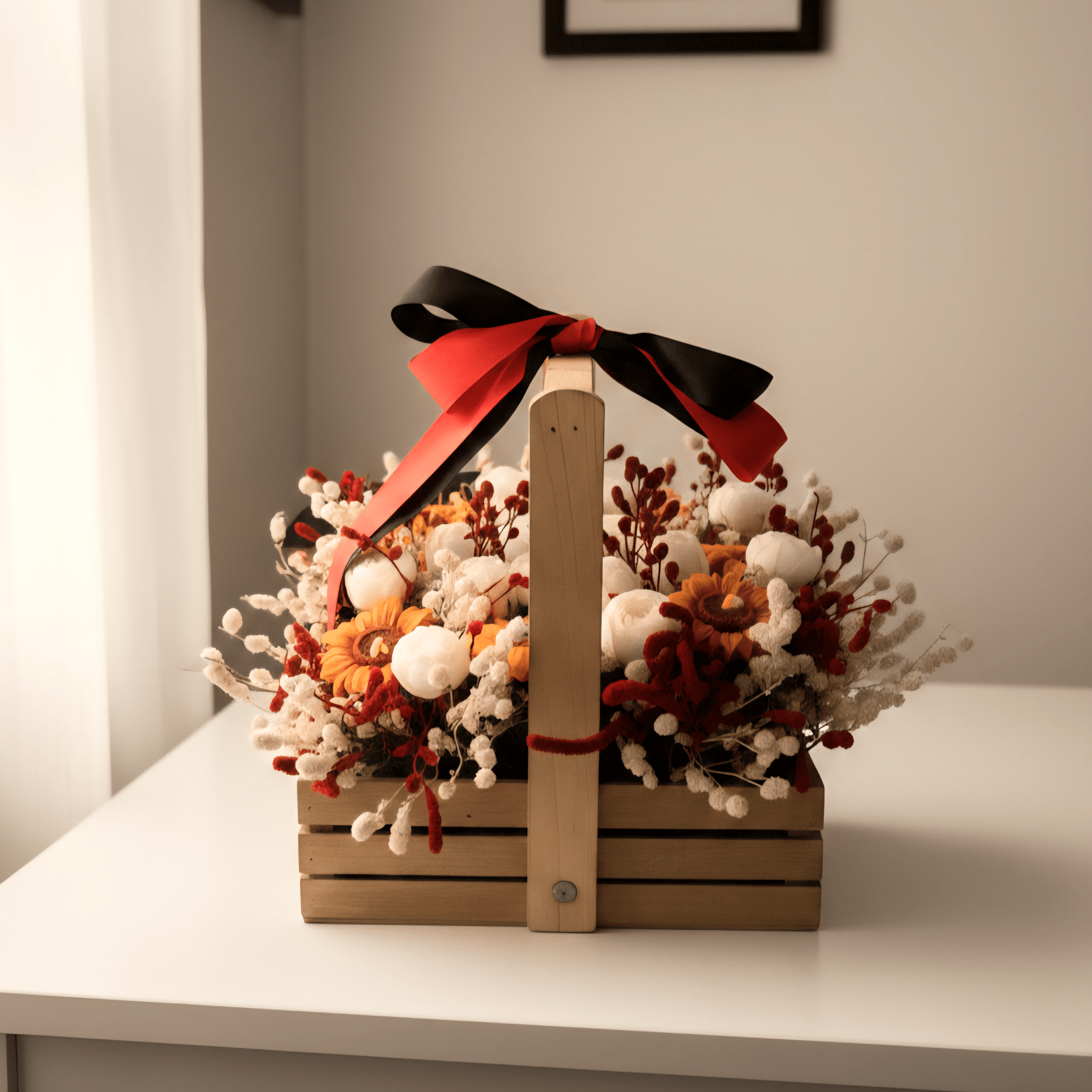 Wooden Basket Multi - Floral Scented Bouquet Candle - igniquecandles